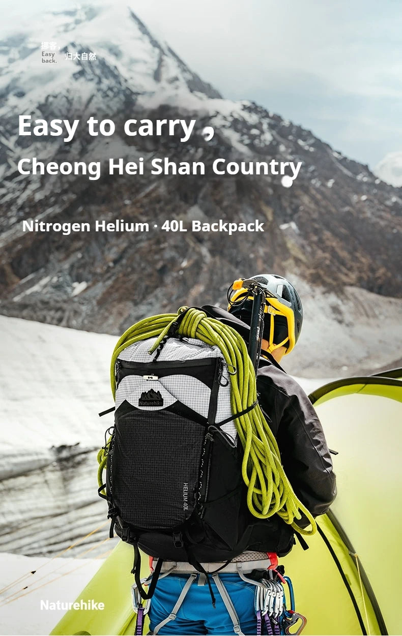 Naturehike Helium 40L Hiking Backpack Internal Frame Large Anti-slip Outdoor Travel Sports Climbing Shoulder Bag With Rain Cover