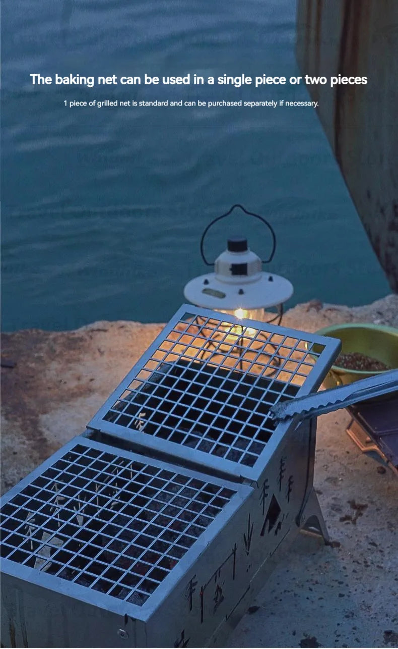 3F UL GEAR Camping Folding Firewood Stove All-In-One Style Tabletop BBQ Furnace 2.2kg Ultralight Outdoor Cooking Equipment Oven