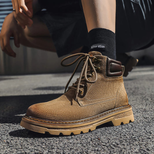 Business Casual British Ankle Boots Male Comfortable Walking Shoes New Leathe Mens Motorcycle Boots Autumn Winter High Top Shoes