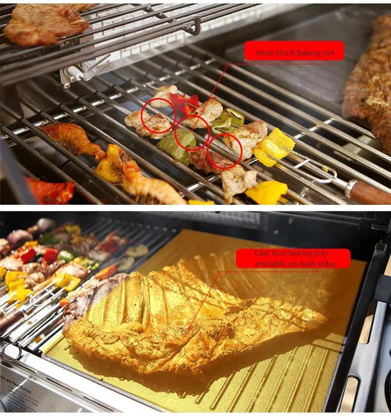 304 stainless steel embedded barbecue stove courtyard gas barbecue grill charcoal gas dual-purpose stewing stove BBQ