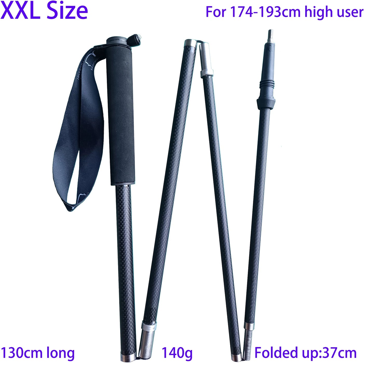 Unltralight Carbon Fiber Titanium Trekking Pole, Pull String Rope, Locking Pole, Walking Hiking Stick, Trail Running Pole, 120g