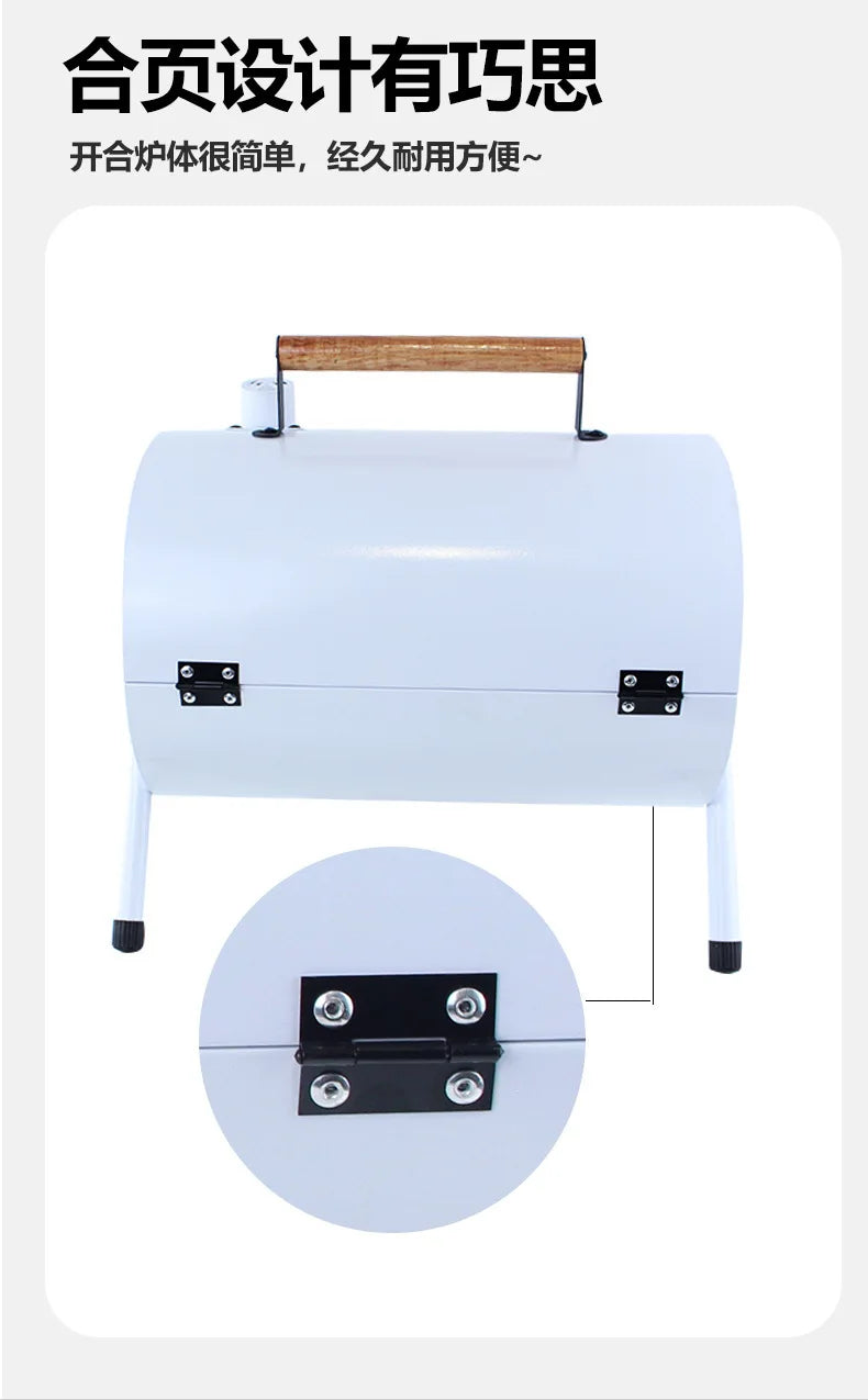 Carbon Steel Outdoor BBQ Grill  Dual-Sided Griddle with Independent Charcoal Tray Foldable Camping Gear  Handheld BBQ Grill