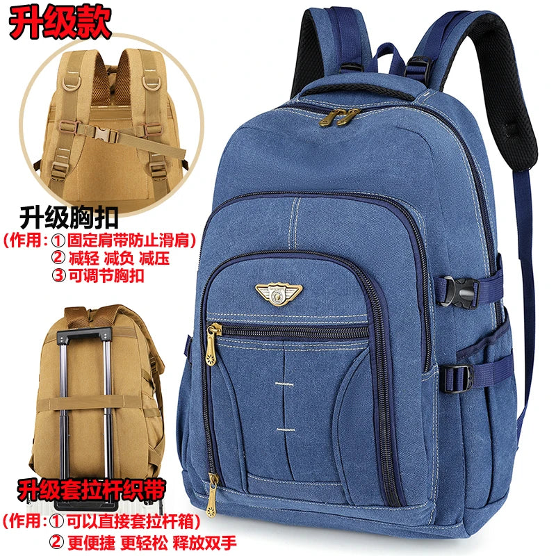 55L 70L Canvas Sports Backpack Men Outdoor Hiking Camping Travel Bag Luggage Rucksack Large Capacity Climbing Tactical Backpack