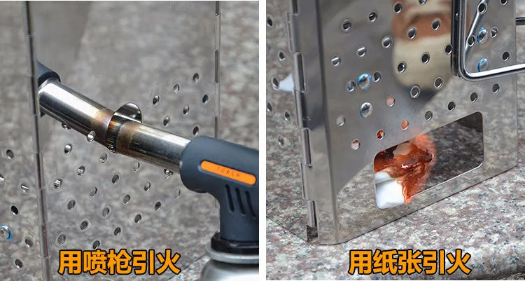 Portable Charcoal Starter Stainless Steel Outdoor Barbecue Grill Fire Starter Folding Carbon Stove BBQ Grill Heating Stove