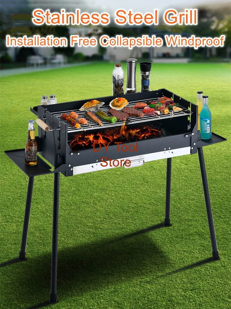 Outdoor Grill Courtyard Portable Household Charcoal Stainless Steel Barbecue Stove Camping Stove Barbecue Stove