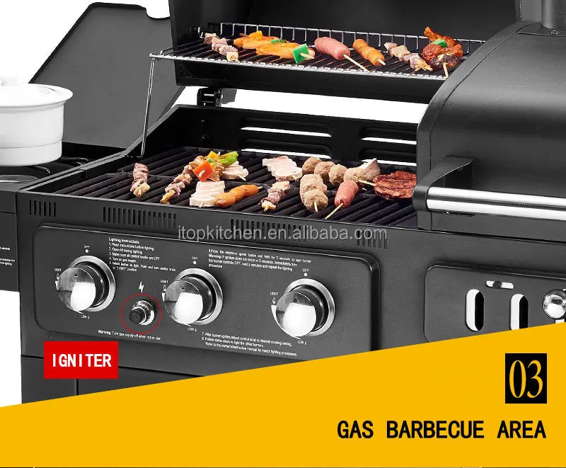 Outdoor Barbecue grill Charcoal Gas Comb BBQ Grill American family party  Machine courtyard gas and carbon dual-use bbq