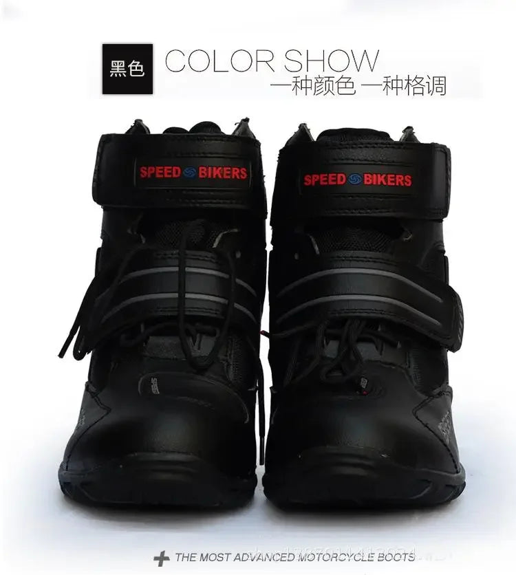 Motorcycle Fall Prevention Boots High Ankle Racing Boots Leather Race Motocross Motorbike Riding Boots Shoes for Women Men Shoe