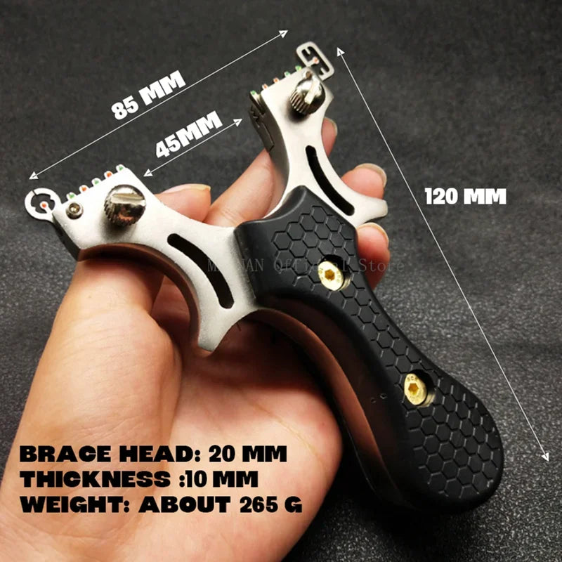 Stainless Steel Slingshot Quick Press Flat Rubber Band Slingshot Outdoor Hunting and Shooting Steel Ball Target Paper Set