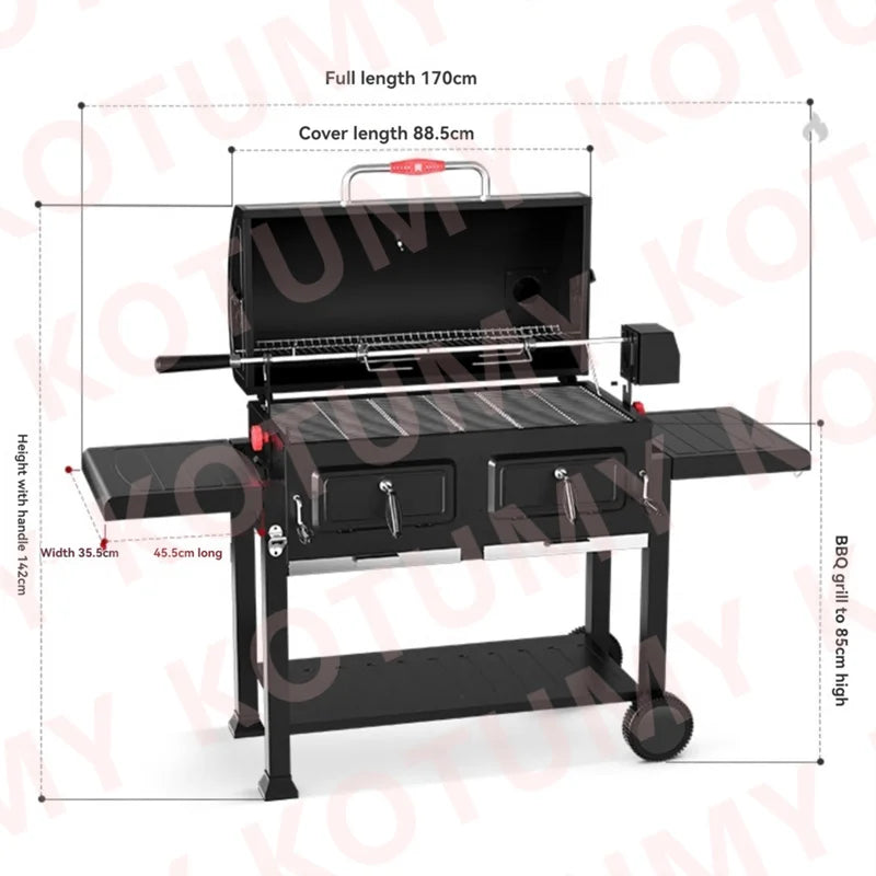 Stainless Steel Tabletop Charcoal Grill with Barbecue Grill Potable Charcoal Grill in Cooking Area Outdoor Camping