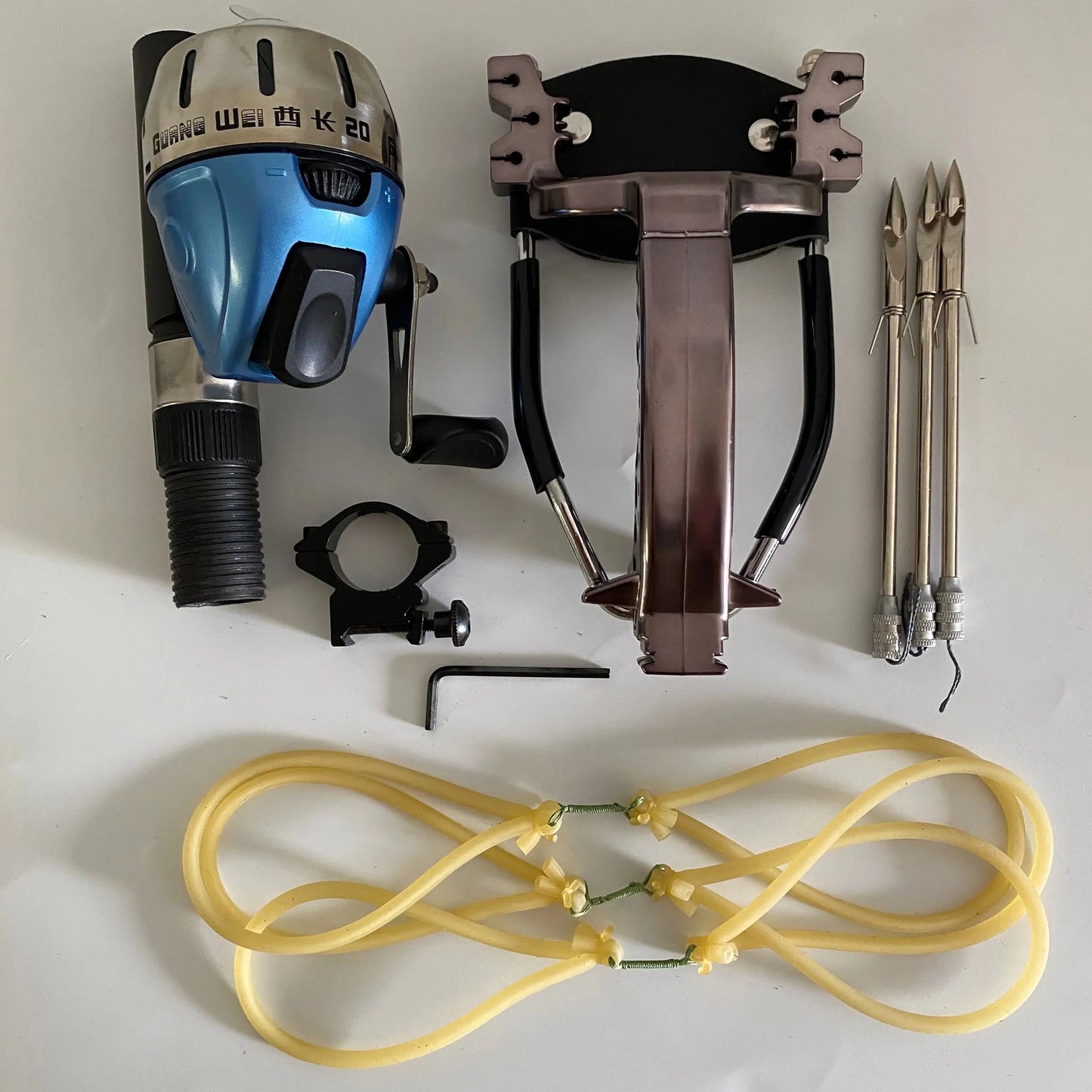 Outdoor Shooting Fishing Slingshot Hunting Arrow Darts Catapult With Rubber band Fishing reel/ Tactical game protective gloves