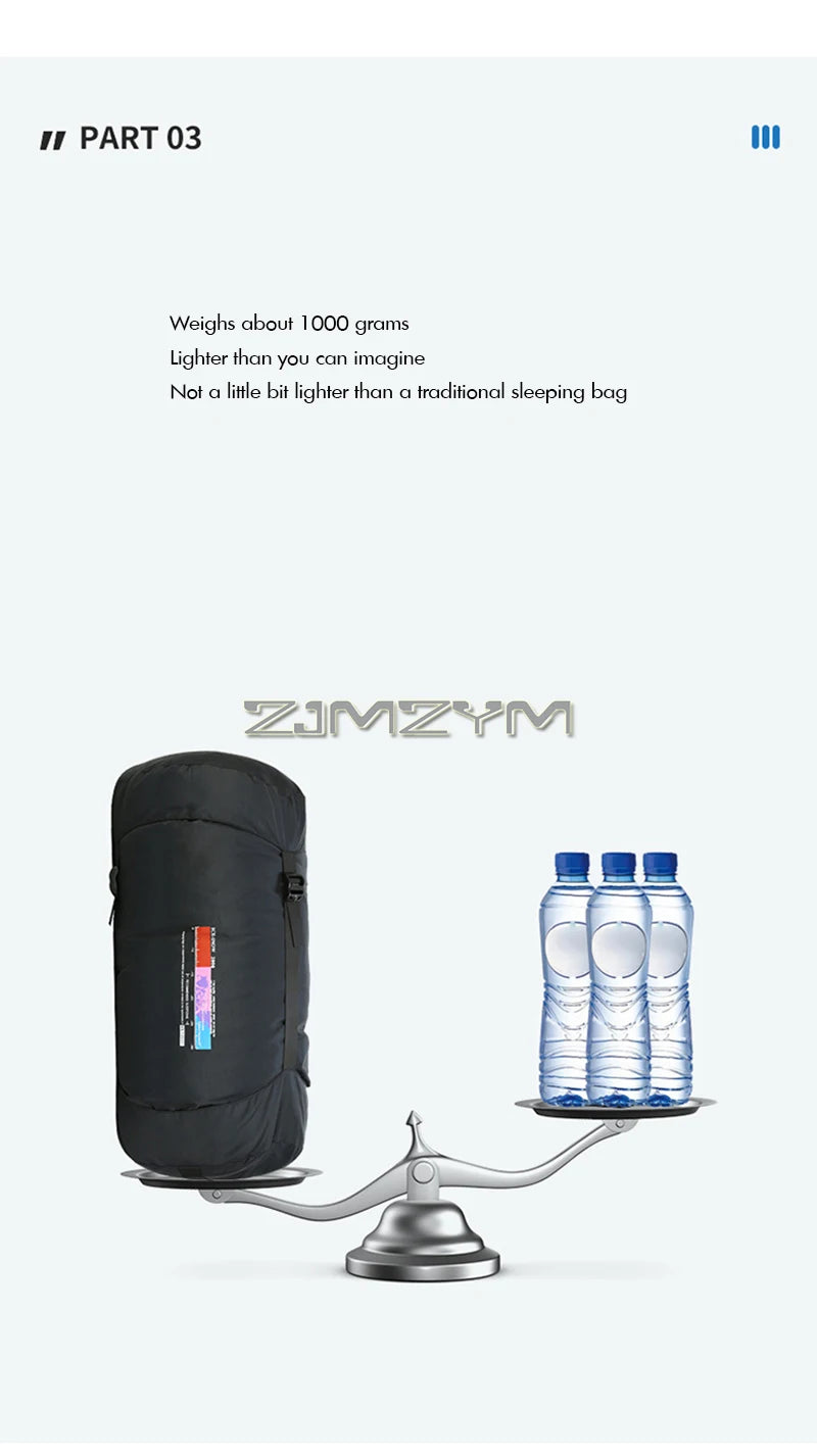 Down Mummy Sleeping Bag for Backpacking, Camping, Waterproof Portable Sleeping Bag, Zip Together for 2 Person Sleeping Bag