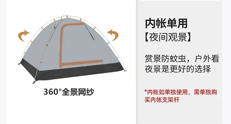 Fully Automatic Double Dec ker Hexagonal Tent for 3-4 People Camp ing Rain Proof Camping, Quick Opening Beach