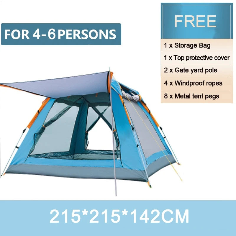 Goture Portable Outdoor Camping Tent 2-6 People Folding Automatic Tent Beach Fishing Family Travel  Park Anti-UV Shade