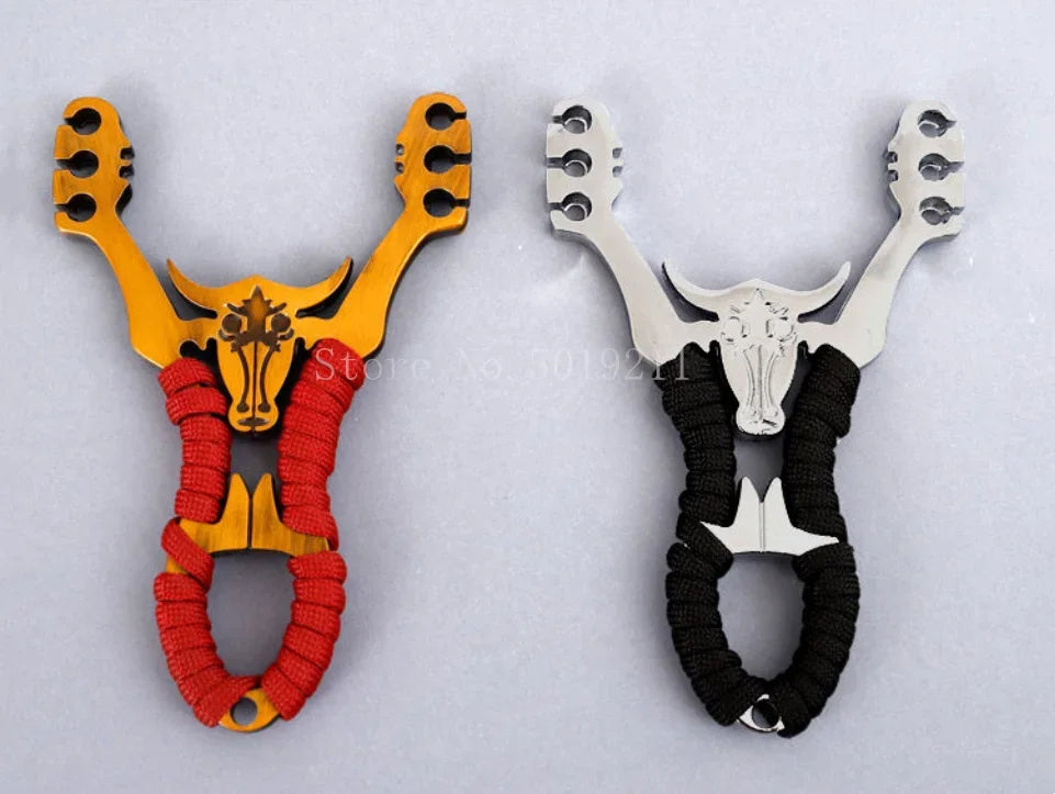 Powerful Alloy Slingshot Set Steel Balls Catapult Slingshot Bow Bag with 2 Rubber Bands Outdoor Hunting