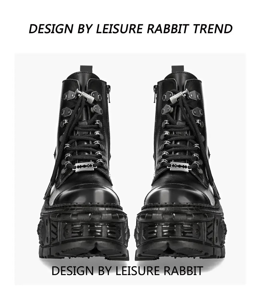 2025 Men's and Women's Retro Spanish Mid-Calf Dark Metal Punk Same Style Below The Knee Platform Popular Street Shooting Boots