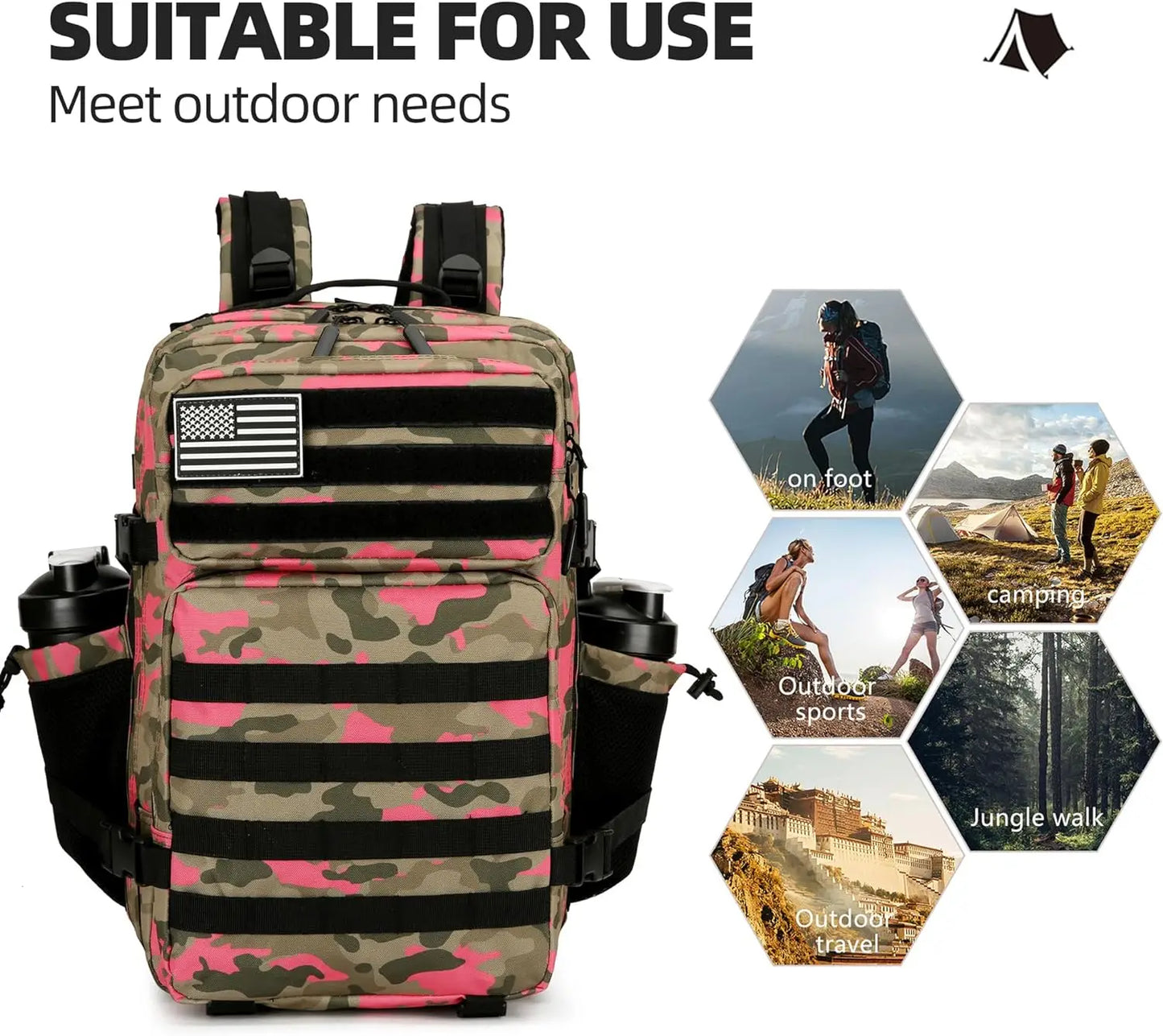 20L 45L Tactical Backpack 3P Bag Assault Outdoor Backpack Waterproof Climbing Rucksack Camping Hiking Mochila Hunting Sports