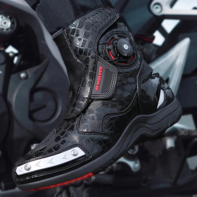 Retro Men Motocross Boots Waterproof Urban Riding Shoes Black Leather Motorcyclist Boots Wear-resistant Motorcycle Racing Shoes