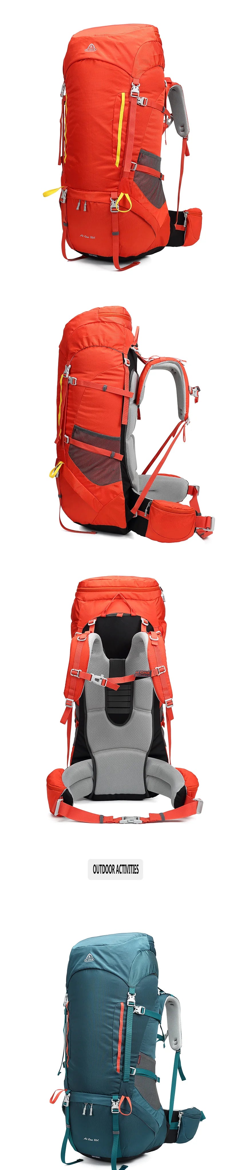 80L Travel Sports Hiking Bag Large Capacity Camping Backpack Bicycle Mochila Adjustable Molle Climbing Daypack with Rain Cover