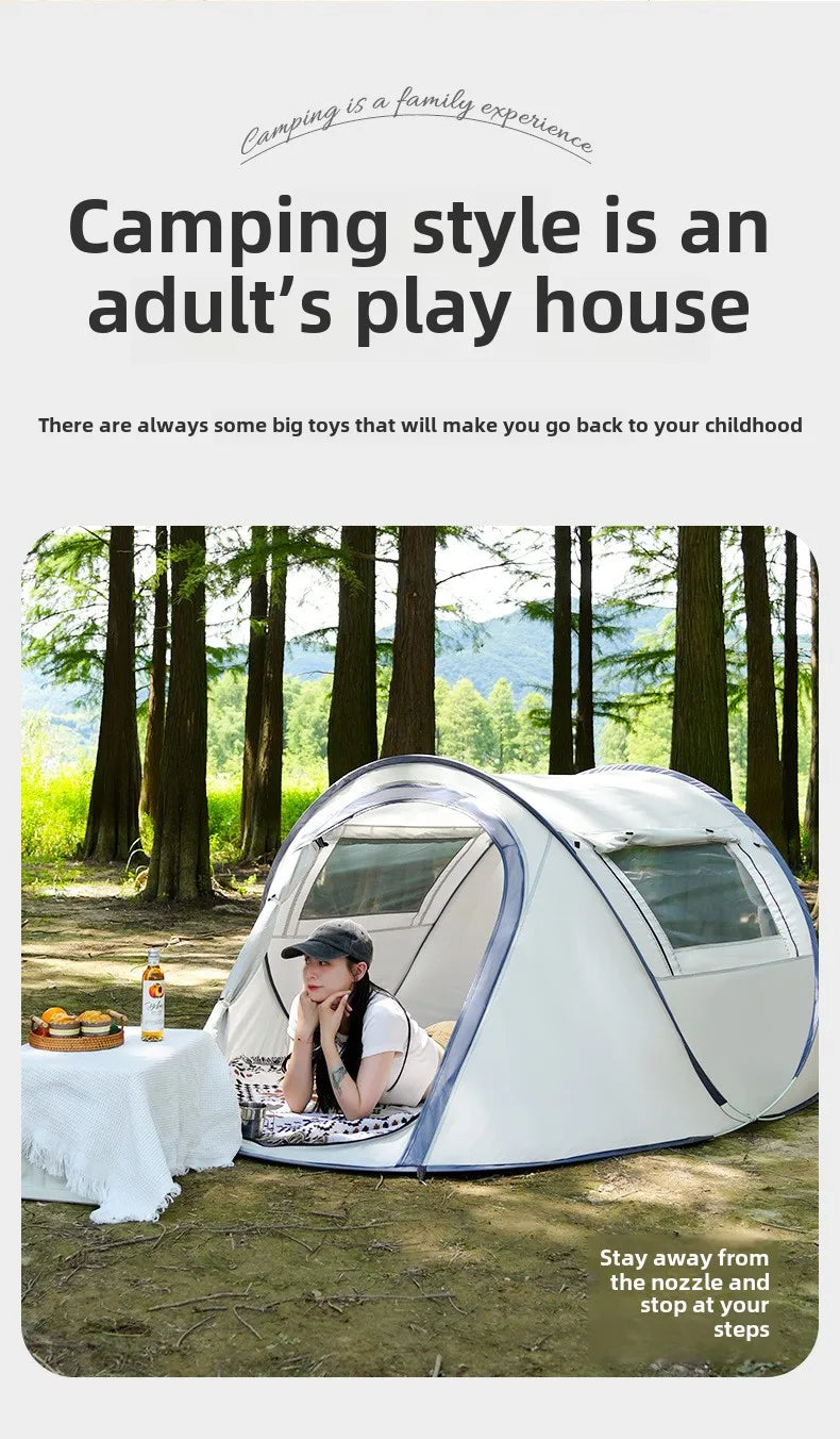 Tent Camping Outdoor 3-4 People Waterproof Thickened Portable Installation-free One-second Quick Open Automatic Boat Tent