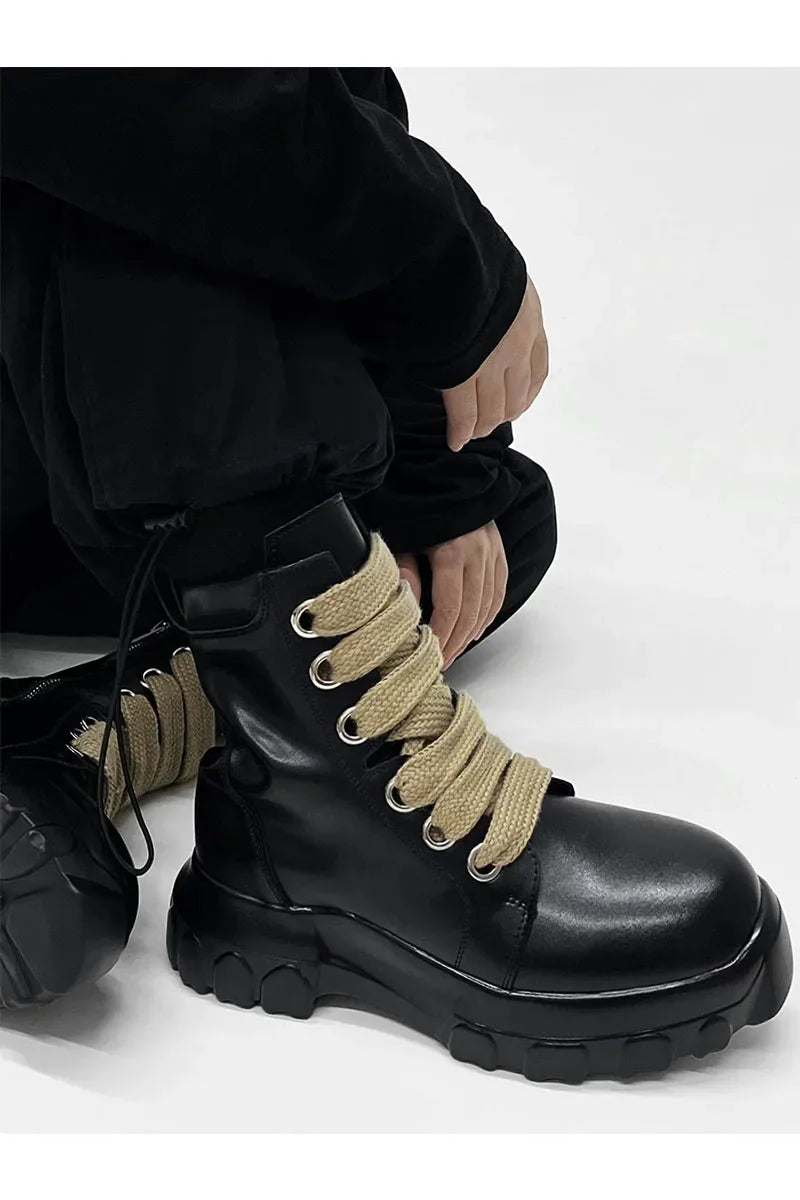 Autumn Motorcycle men Ankle Boots Street Goth Platform Rock Chunky Heels Punk Designer Shoes Knight Short Boots Woman Winter
