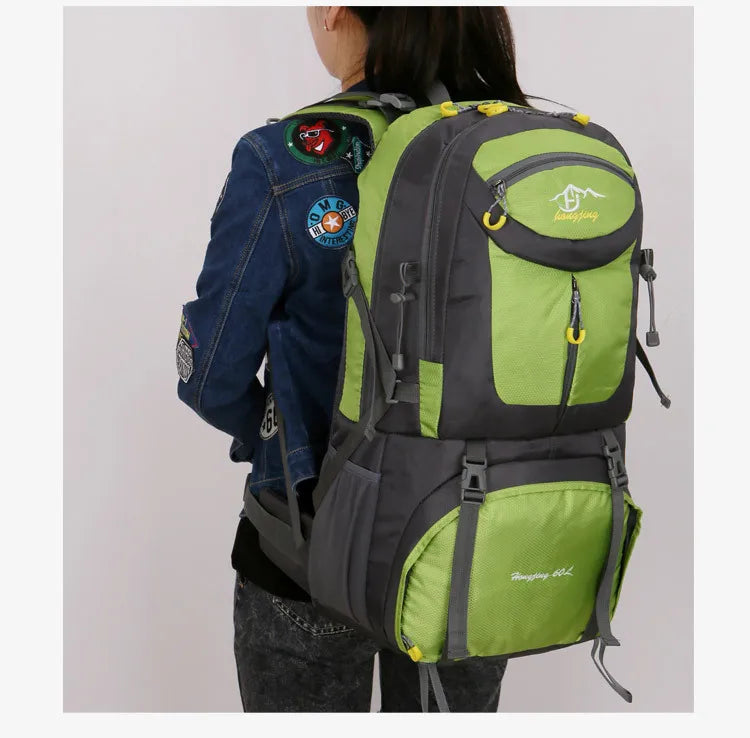 60L Large Capacity Hiking Backpack Men Outdoor Mountain Backbag Male Sport Back Pack Leisure Teens Travel Package Black