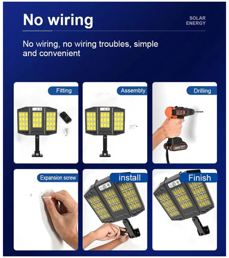 Powerful Outdoor Solar Lights Motion Sensor Waterproof Wall Lamp 800 LED Sunlight Lighting Garden with Gardening Street Light