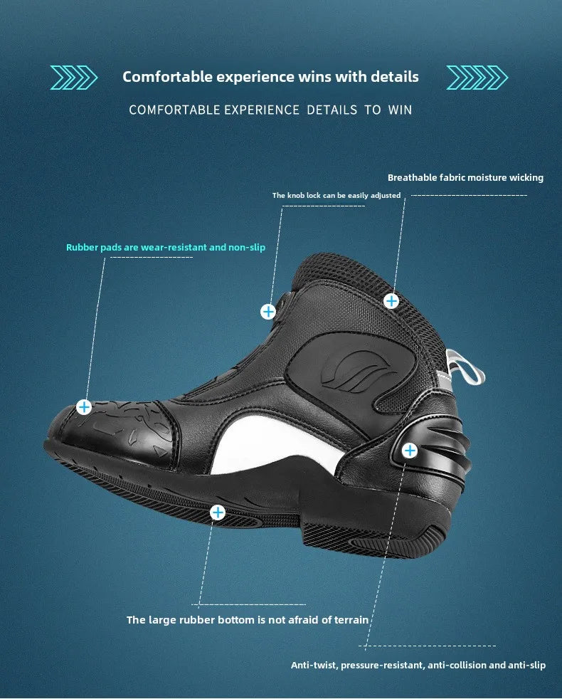 Motorcycle Cycling Shoes with Lock Motorcycle Boots Mountain Bike Racing Fall-proof Summer Waterproof Breathable Casual Boots