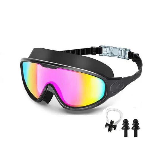 Large Frame Swimming Goggles Adult High-Definition Anti Fog Electroplated Swimming Goggles For Women Men  Silicone Goggle