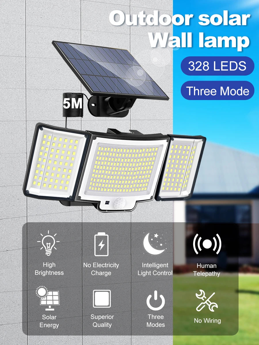 238/328 LED Solar Lamp Outdoor 348Wall Lamp IP65 Waterproof Spotlights Lamp Motion Sensor Solar 3 Mode Street Light Garden Decor