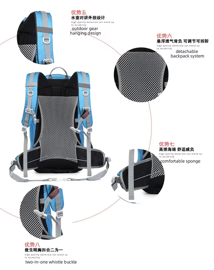 30L Outdoor Hiking Backpack for Men Sports Climbing Bag Mochila Camping Mountaineering Bag Travel Trekking Motorcycle Rucksack