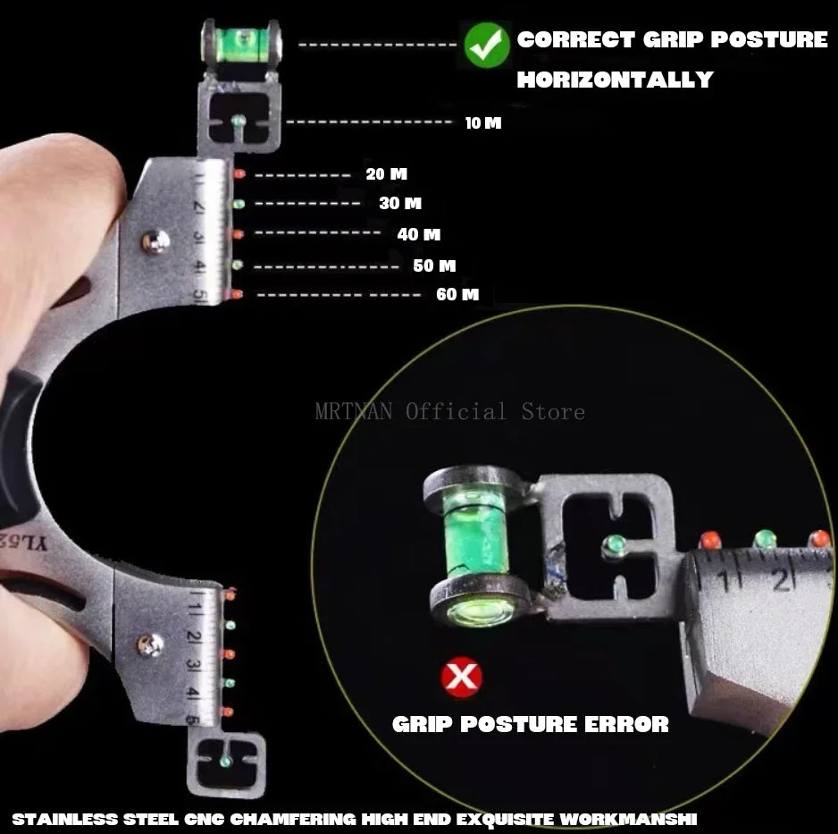 Stainless Steel Slingshot Quick Press Flat Rubber Band Slingshot Outdoor Hunting and Shooting Steel Ball Target Paper Set