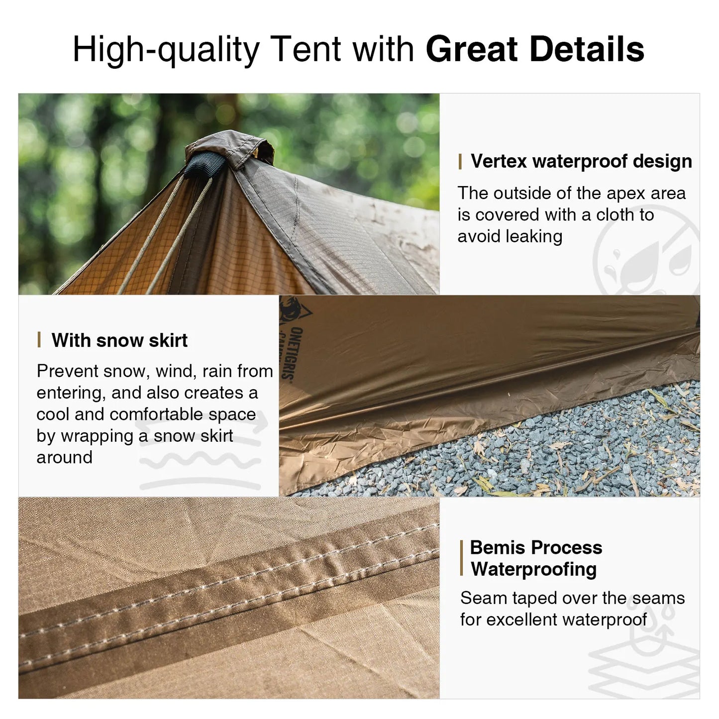 OneTigris Scarecrow Hot Tent Lightweight 2 Persons Shelter Tents with Stove Jack for Bushcrafters Survivalists Camping Hiking