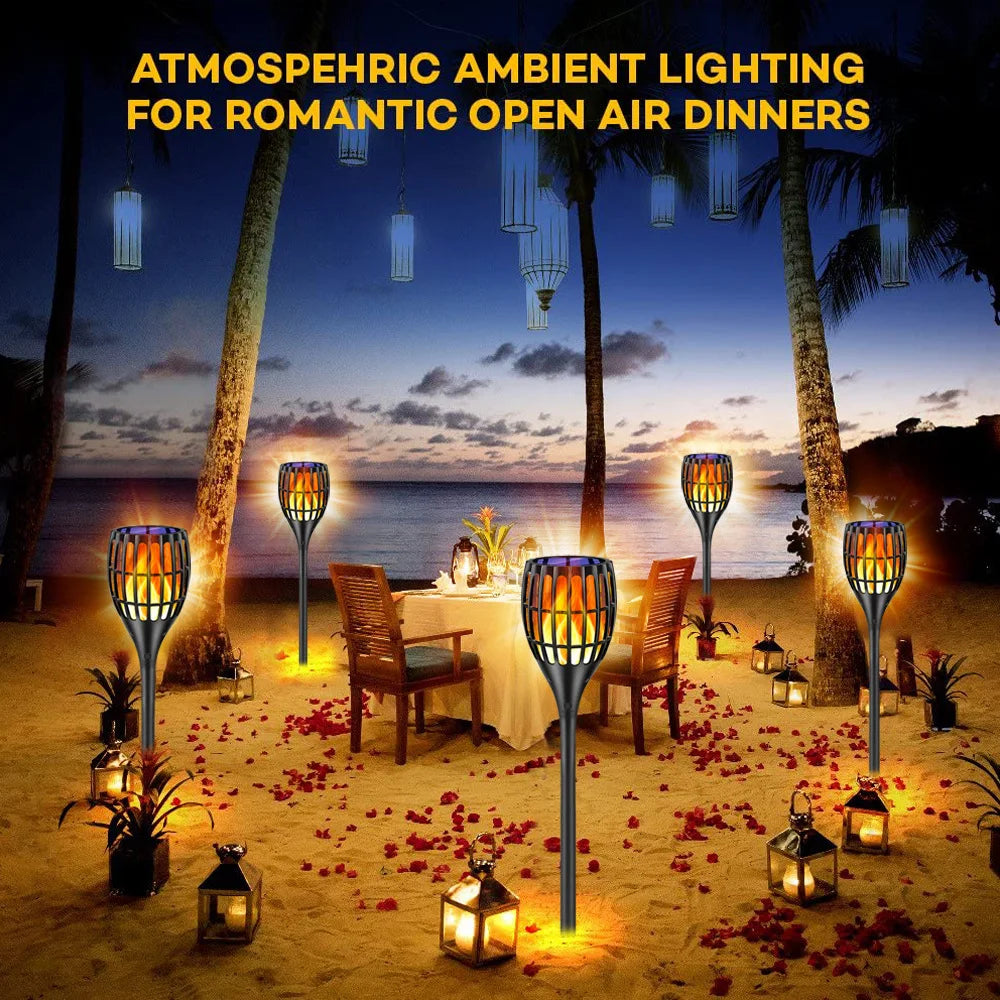 96LED Outdoor Solar Light Vertical Flame Torch Flickering Waterproof Garden Landscape Decorative ProjectionLawn Path Yard Patio