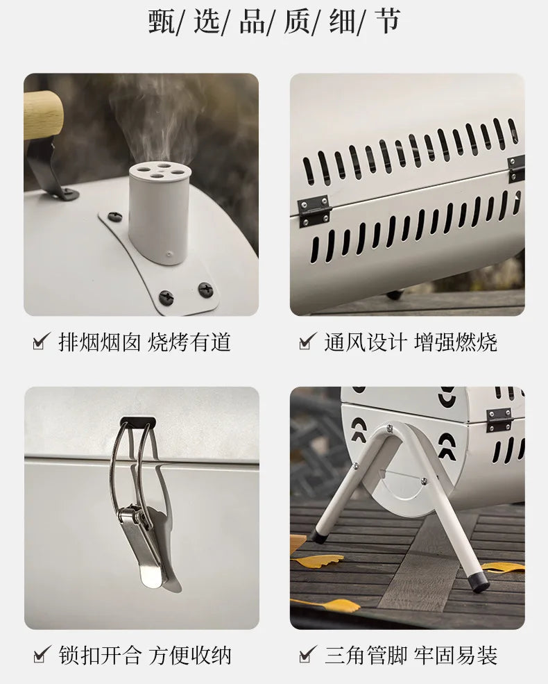 Multifunction  Portable Dual Purpose BBQ Grill Heating Stoves Camping Barbecue Grill Rack Net Firewood Stove Ironwork BBQ Grill