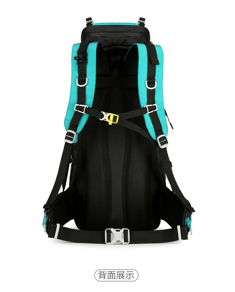 60L Large-Capacity Outdoor Mountaineering Backpack,Anti Splashing Water Wear-Resistant Camping Hiking And Cross-Country Backpack