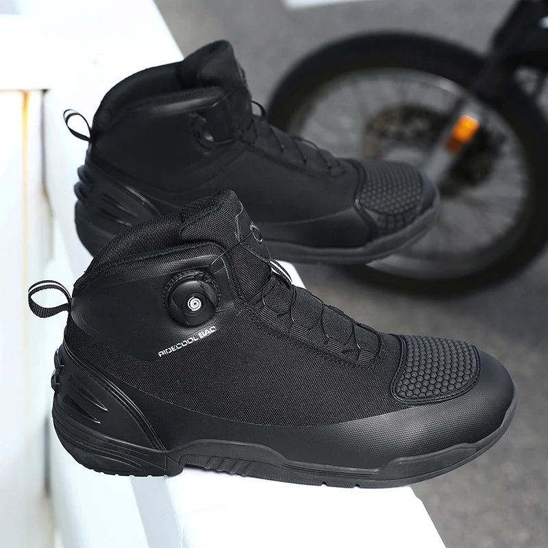 Men Motorcycle Boots New Waterproof Breathable Men's Motorcycle Shoes Outdoors Motos Cycling Motocross Non-slip Ankle Boot