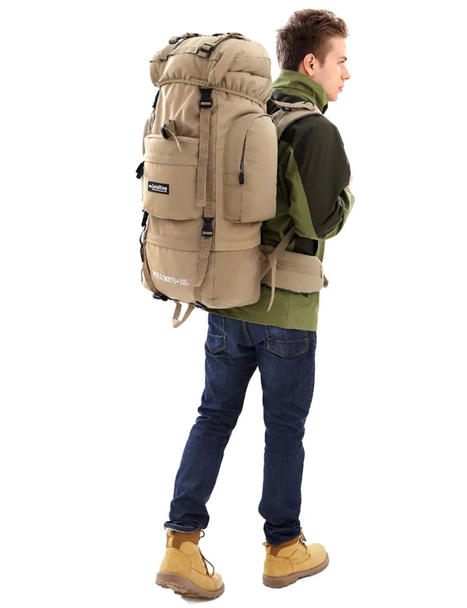 85L Hiking Bag Large Capacity Military Tactical Backpack Outdoor 900D Waterproof Wear-resistant Camping Travel Luggage Rucksack