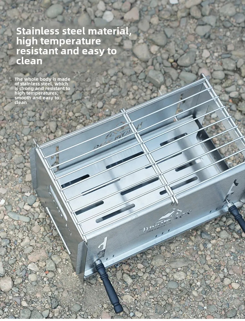 Camping Windproof Firewood Stove Stainless Steel Barbecue Grill Wood Burner Protable Outdoor Picnic Oden Cooking Furnace