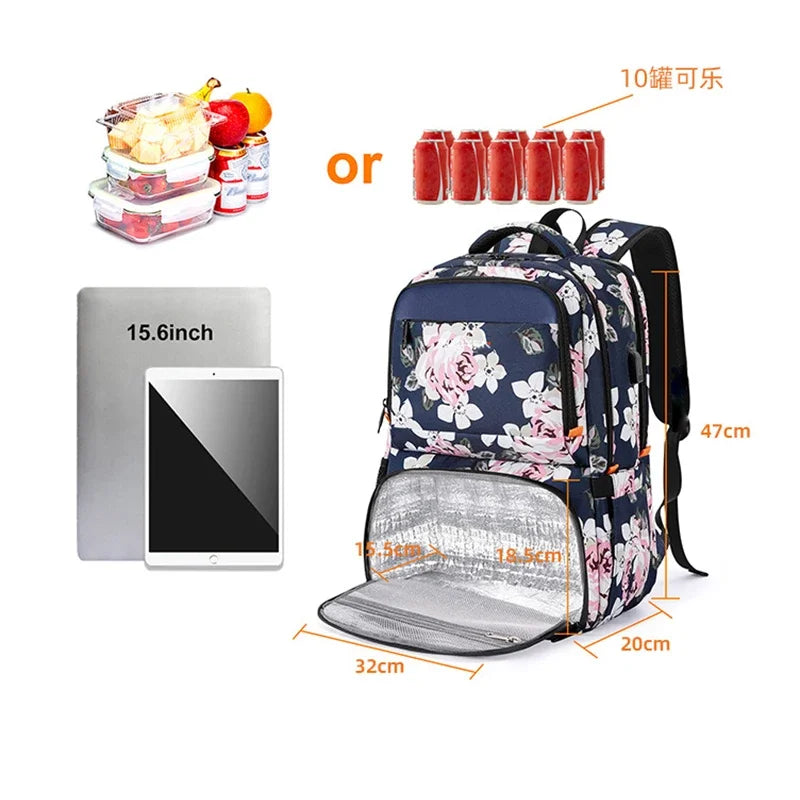 2024 New Backpack for Girls High School and College Students School Bags, Water-Repellent Lunch Bags, Insulated Bags, Lunch Bags