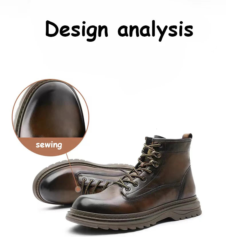 Desai Brand Men Boots Winter Cowboy Full Grain Genuine Leather Military Men Motorcycle Shoes Casual Work Fashion High Quality