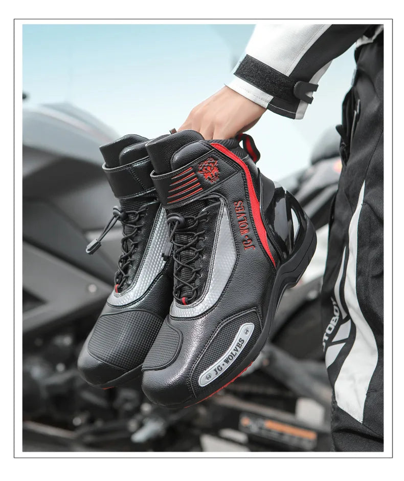 Motorcycle Shoes Men Off-road Adventure Motocross Low Boots  Retro Black Riding Shoes Rubber Sole Waterproof Motorcyclist Shoes