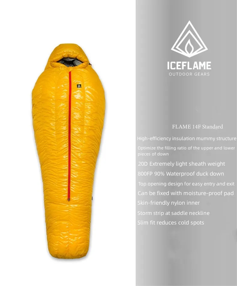 Ice Flame HW 20D Nylon Ultralight Mummy White Goose Down Sleeping Bag Outdoors Camping Keep Warm Duck Down Adult Equipment