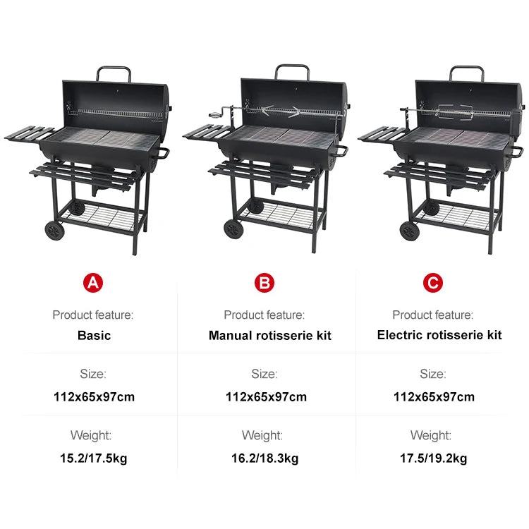 Heavy Duty Barrel Automatic Chicken Rotating Kit Barbecue Grill Iron Manual Rotisserie Charcoal Bbq Grill For Outdoor Party