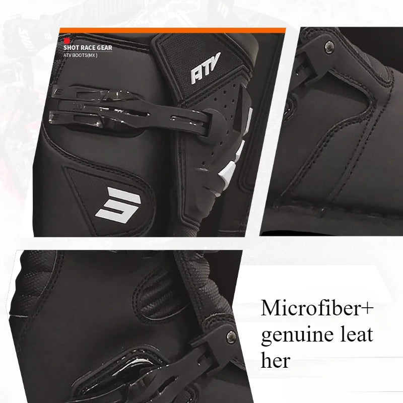 SHOT Off-road Motorcycle BOOTS Riding Rally Boots Waterproof  ATV Microfiber Leather Botas CE Certification Motocross Equipment