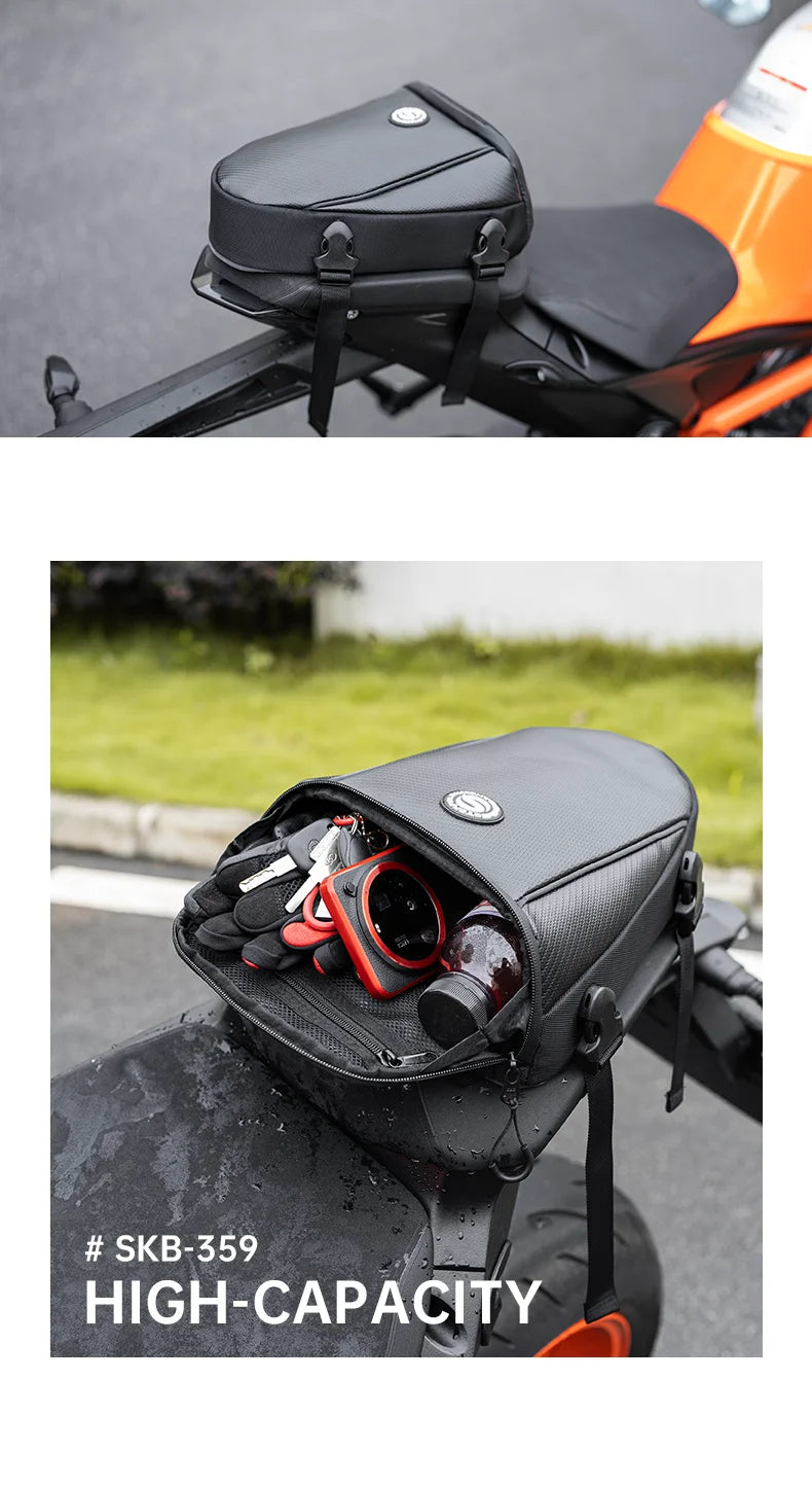 SFK Large Capacity Motorcycle Bag Rear Seat Bag Tail Pack Multifunctional Crossbody Bag Riding Gears With Outdoor Raincover