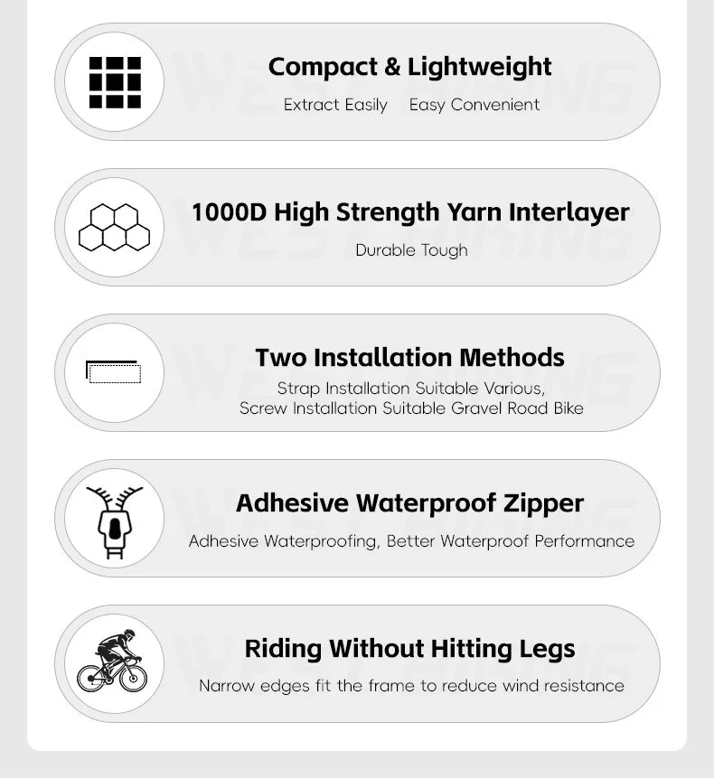 WEST BIKING Bicycle Top Tube Bag 1L Portable Cycling Front Frame Triangle Bag Lightweight Bike Bag MTB Road Bike Accessories