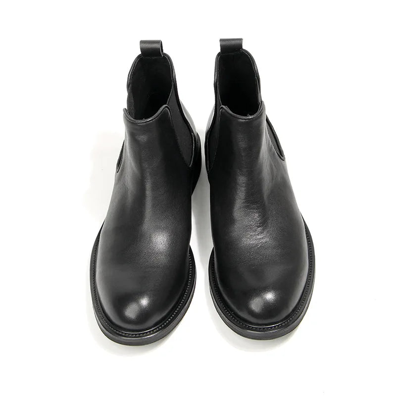 Vintage Man Western Boots Genuine Leather High Calf Shoe For Men Comfortable Slip On Designer Shoes Ankle Boots Male Shoe A223