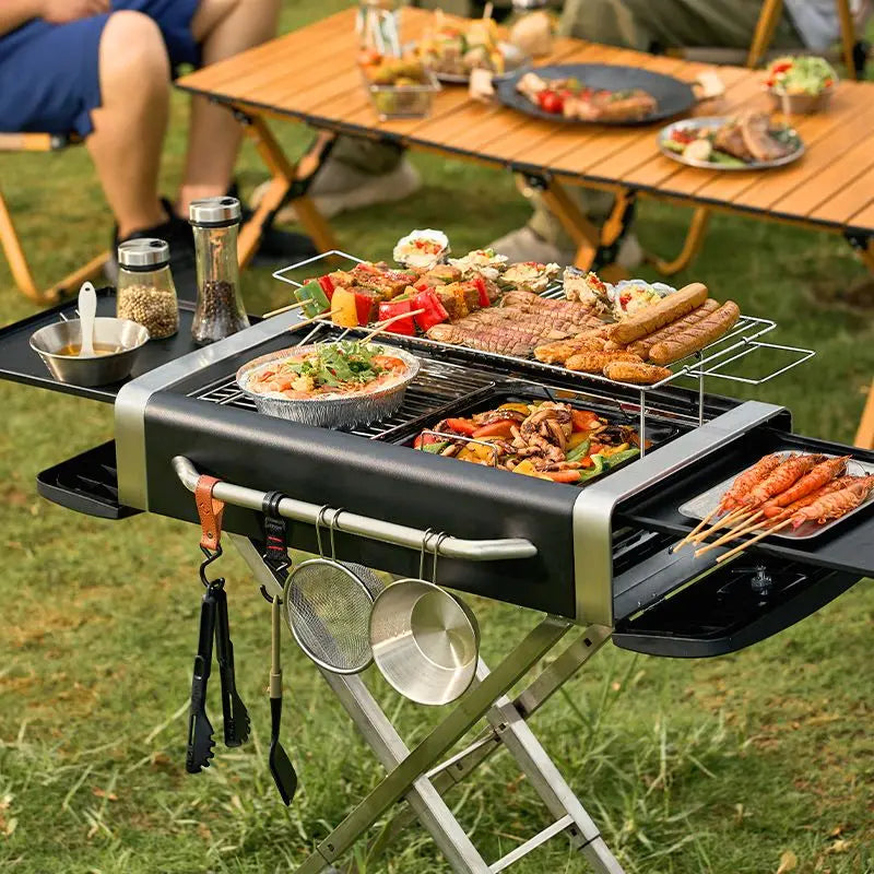 Foldable Charcoal Barbecue Grill Outdoor Portable Large BBQ Stove for Home