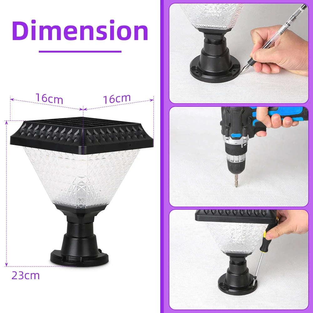 Outdoor Led Solar Garden Lights Dimming Timed Column Light Post Lamp Pillar Light Modern LED for Home Villa Garden Patio Decor