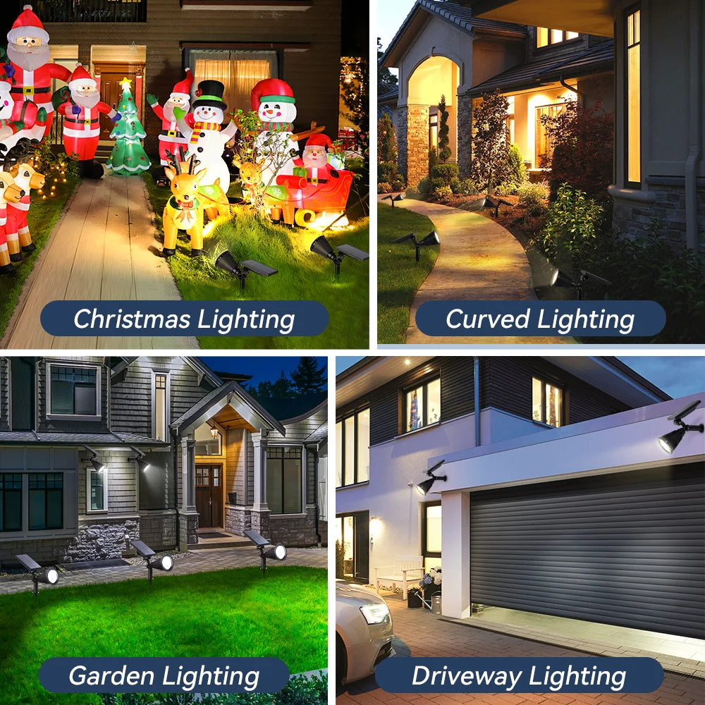 Outdoor Solar Spotlights Waterproof Tree Lighting Home Garden Solar Light Exterior Decor LED Lawn Spike Lamps for Courtyard Path